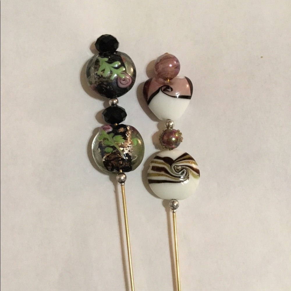 Victorian Vintage Bead Hat Pins Set of 2